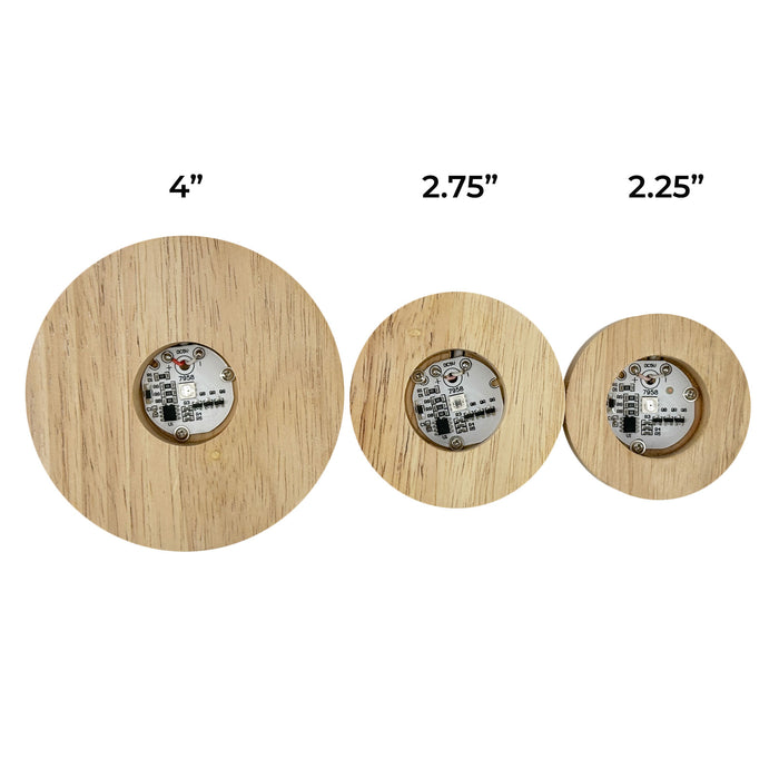 2 1/4" Round Wood Base RGB Color LED Light with Switch (2-Pack)