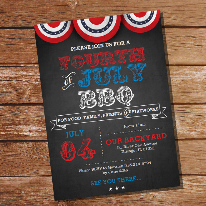 Fourth of July BBQ Invitation Chalkboard