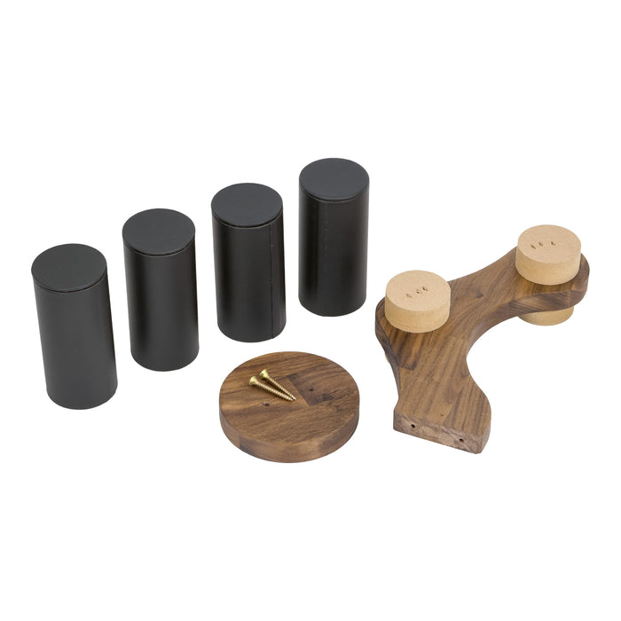9 1/4" x 9 1/4" Black Leatherette Walnut 2-Tier Round Bar Bracelet Display