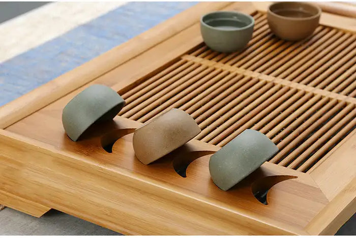 Bamboo Tea Tray / Board / Saucer with Water Tank Two Colors Yellow / Dark - King Tea Mall
