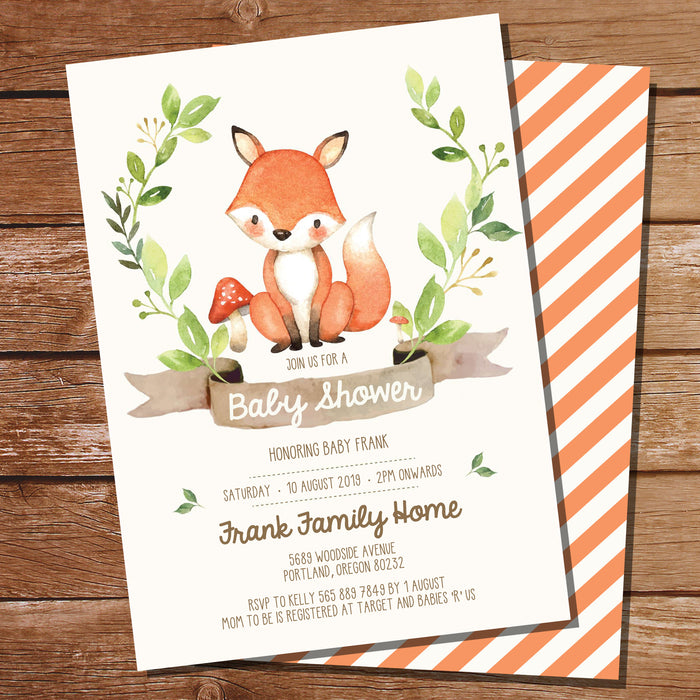 Fox Baby Shower Invitation