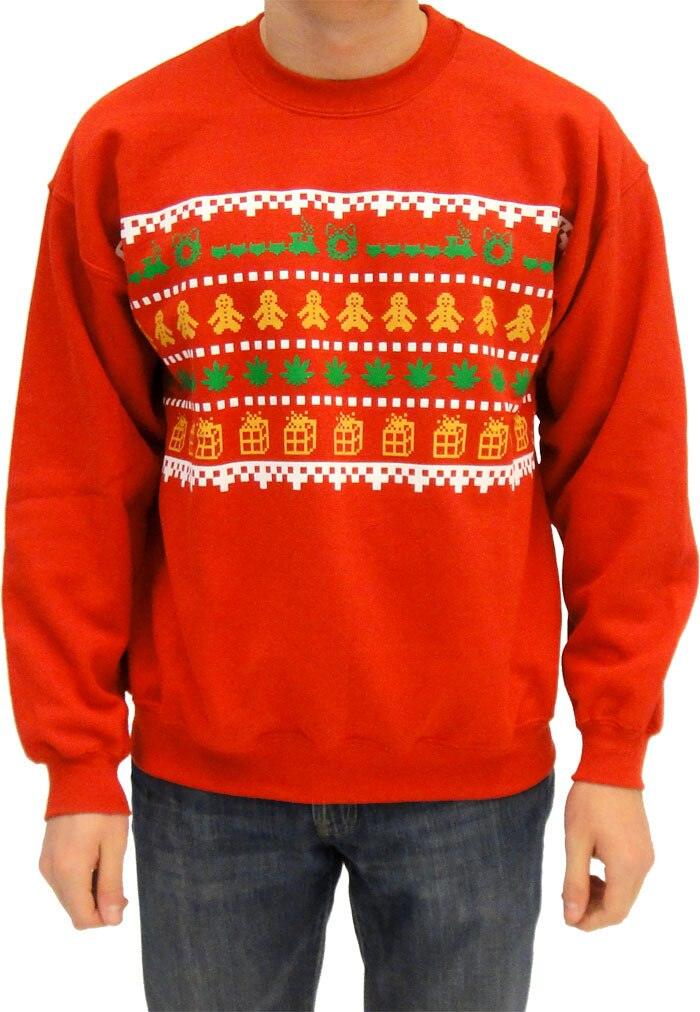 Gingerbread Marijuana Ugly Sweatshirt-tvso