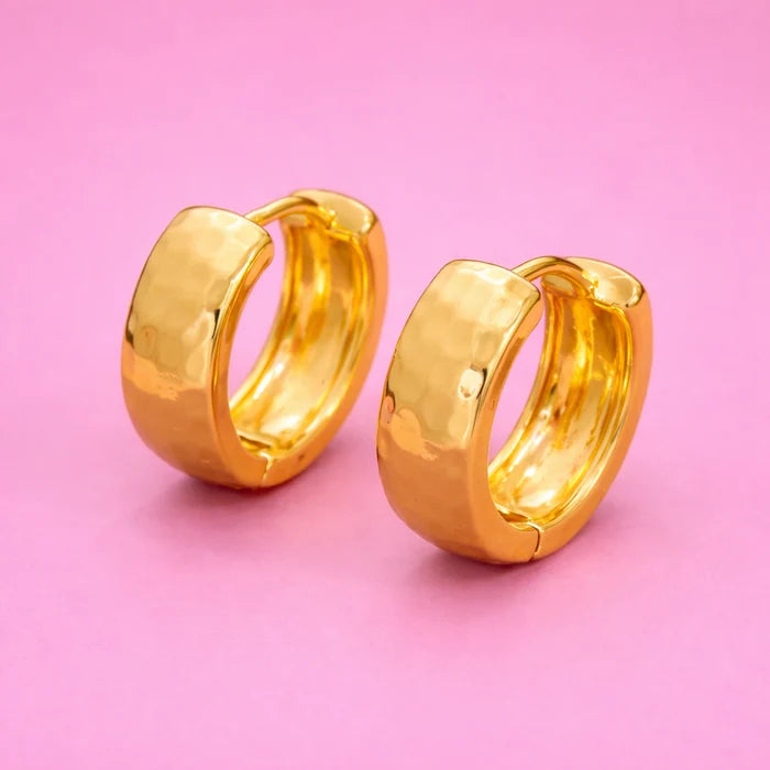 Gold Plated Hammered Huggies // SHIPS IN 1-2 WEEKS