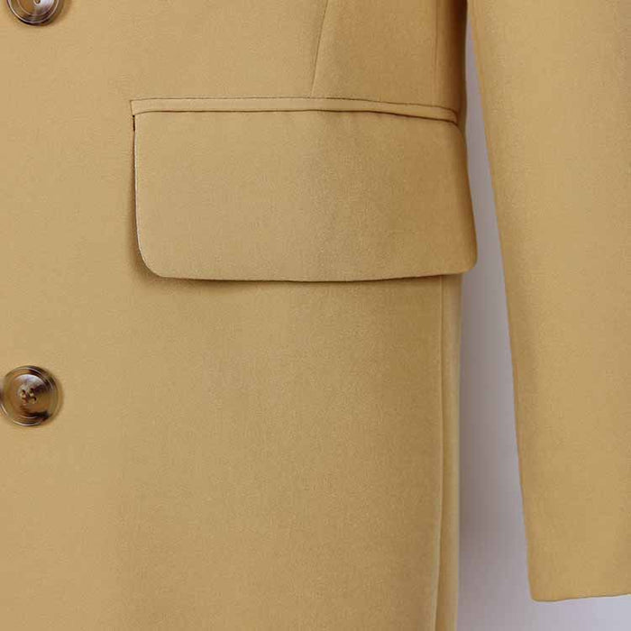 Khaki Oversized Double Breasted Formal Coat
