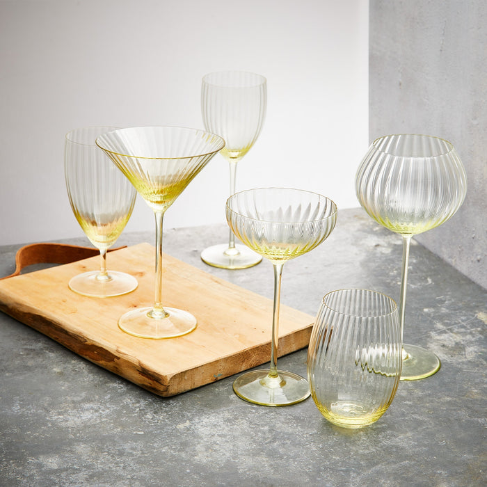 Quinn Mouth-Blown Crystal Everyday Glasses — collection styling with coordinating pieces