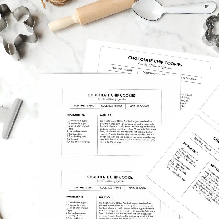 Printable Recipe Card Template