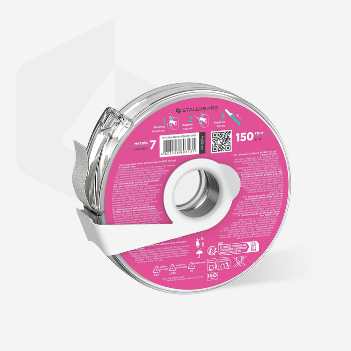 Staleks Disposable Adhesive white abrasive tape EXPERT 150 grit in a plastic case Nail file Staleks