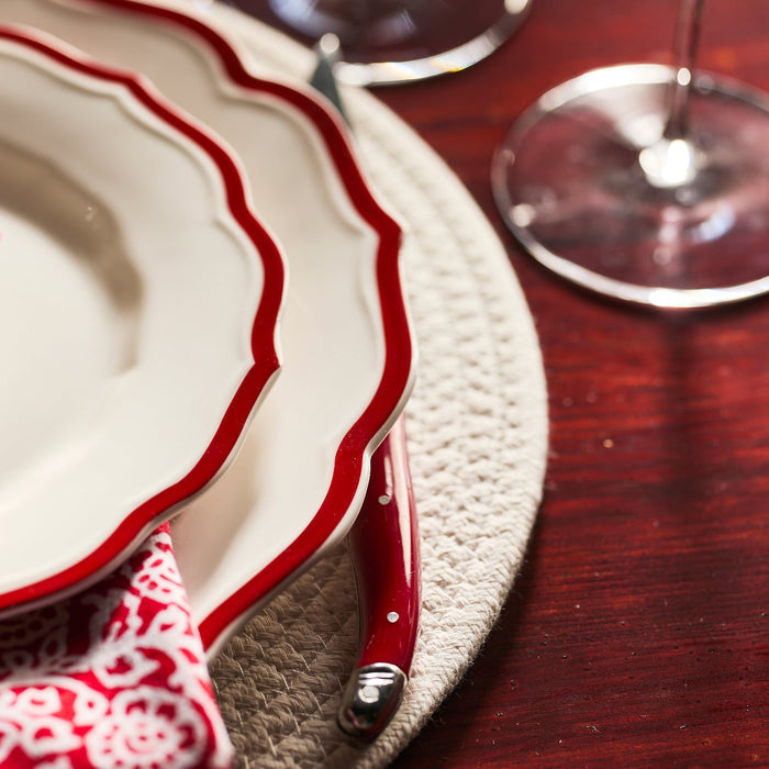 Stella Scalloped Porcelain Salad Plates — Crimson view