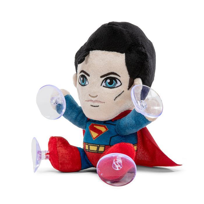 Superman plush window clinger from DC Comics featuring Superman in a classic pose on a transparent background.