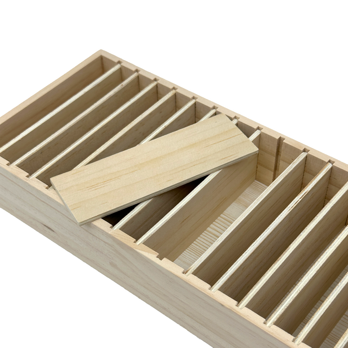 12 1/2" x 5 1/2" x 1 3/4" Natural Wood Jewelry Display Tray with Removable Dividers