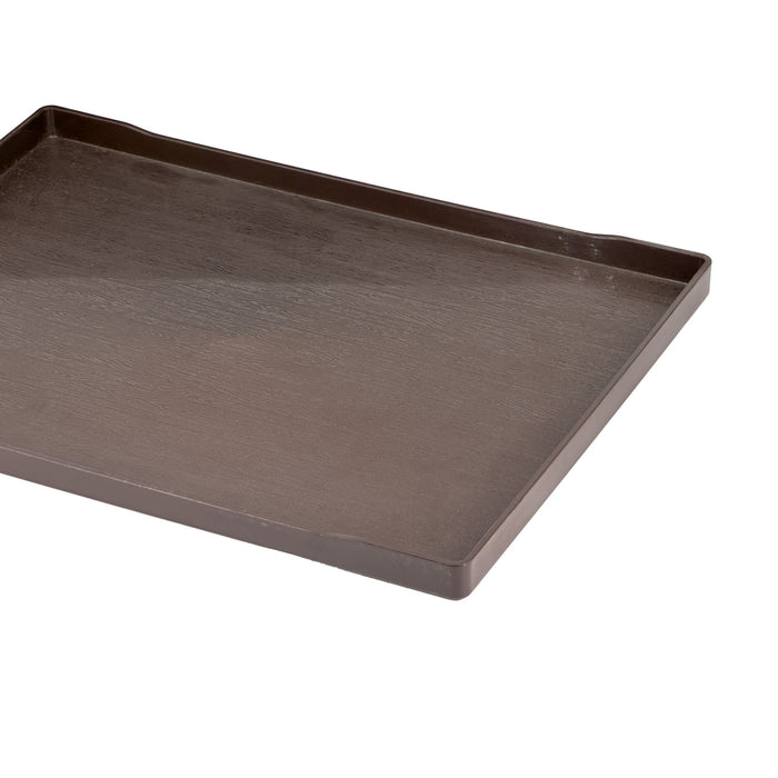 15 1/2" x 11" Wood Grain Stackable Plastic Tray