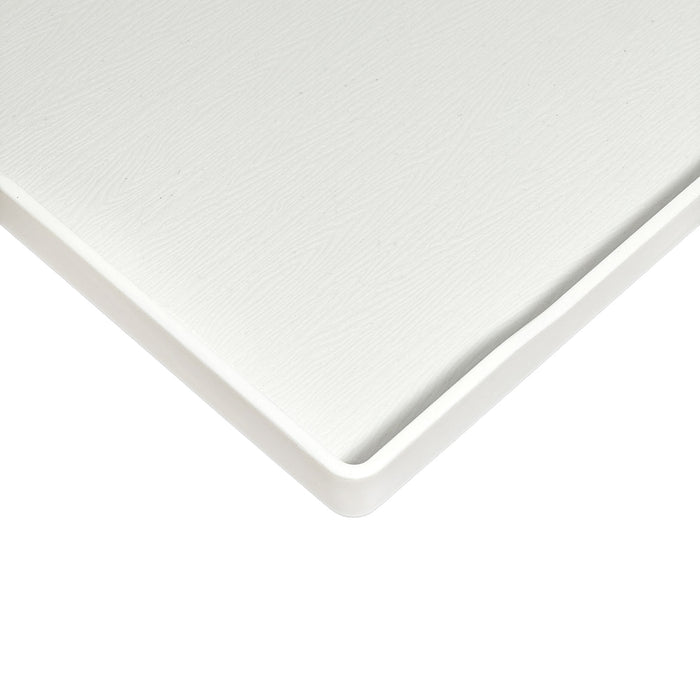 15" x 10 1/2" Woodgrain Texture White Plastic Serving Tray
