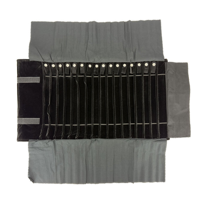 17" x 10" Black Velvet Necklace Travel Jewelry Case Roll