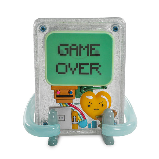 Adventure Time BMO 8-inch glow-in-the-dark vinyl art figure from the Game Over Edition, limited edition collectible.
