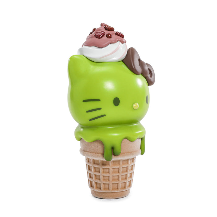 Hello Kitty ice cream cone art figure and pin bundle by Sanrio, glow-in-the-dark matcha and chocolate limited edition, 6-inch size