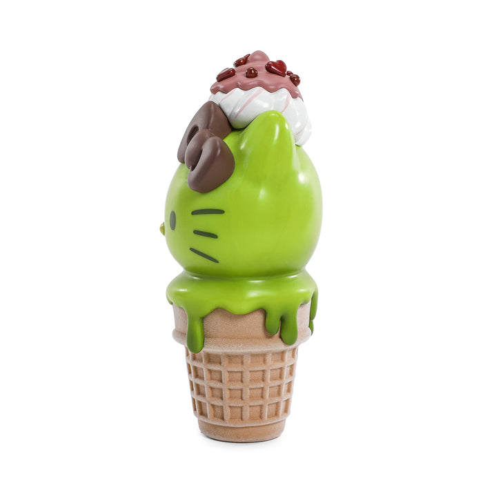 Hello Kitty Ice Cream Cone Art Figure and Pin Bundle by Sanrio, glow-in-the-dark matcha and chocolate limited edition set.