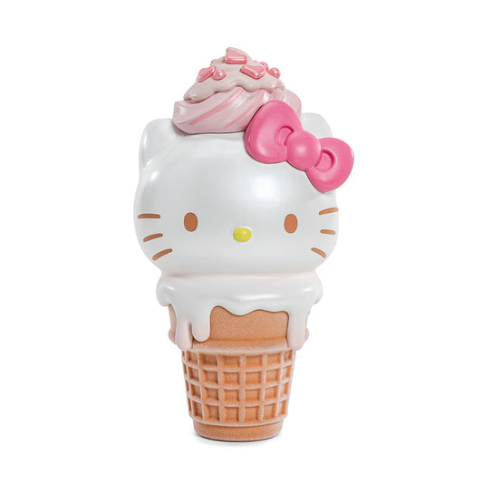 Hello Kitty ice cream cone art figure and pin bundle, vanilla with strawberry edition, limited to 500, from Sanrio.