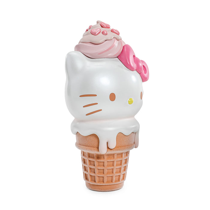 Hello Kitty ice cream cone art figure and pin bundle by Sanrio, vanilla and strawberry edition, limited to 500 pieces.