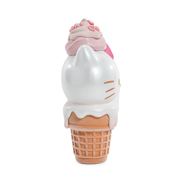 Hello Kitty ice cream cone art figure and pin bundle by Sanrio, limited edition vanilla with strawberry flavor, 6-inch collectible set.