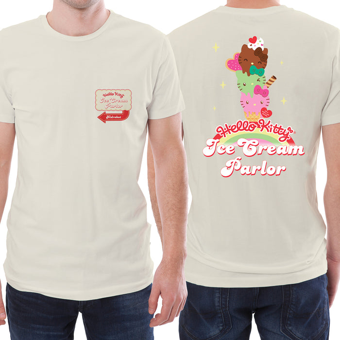 Limited edition Hello Kitty ice cream parlor T-shirt by Sanrio from the 2025 CON EXCLUSIVE apparel collection.