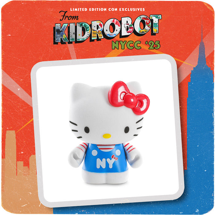 Hello Kitty NYC 3-inch flocked vinyl mini art figure, limited edition of 500, from Sesame Street's 2025 CON EXCLUSIVE collection.