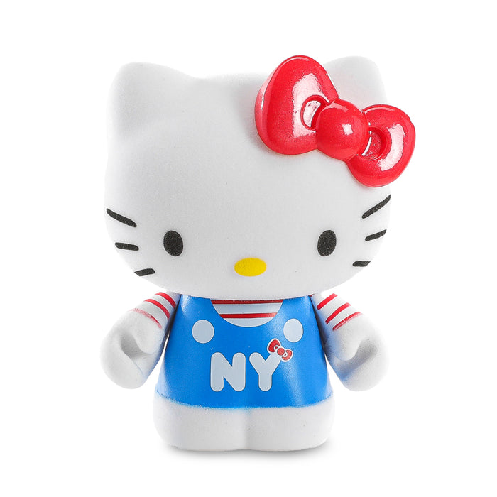 Hello Kitty NYC 3-inch flocked vinyl art figure by Sesame Street, limited edition mini collectible with detailed design.