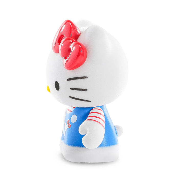 Hello Kitty NYC 3-inch flocked vinyl art figure from Sesame Street, limited edition collectible mini figure in vibrant colors.