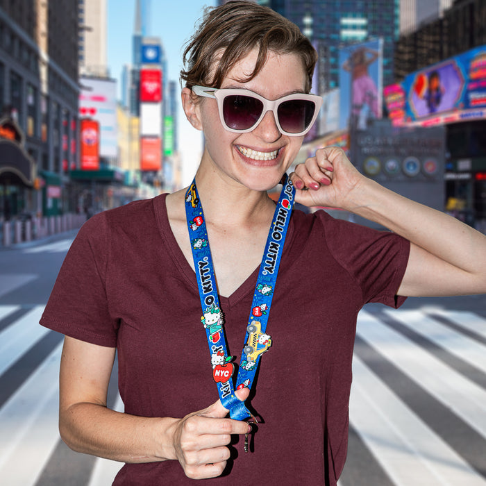 Hello Kitty NYC Deluxe Pins and Lanyard Set by Sanrio, limited edition with colorful pins and matching lanyard, perfect for collectors.