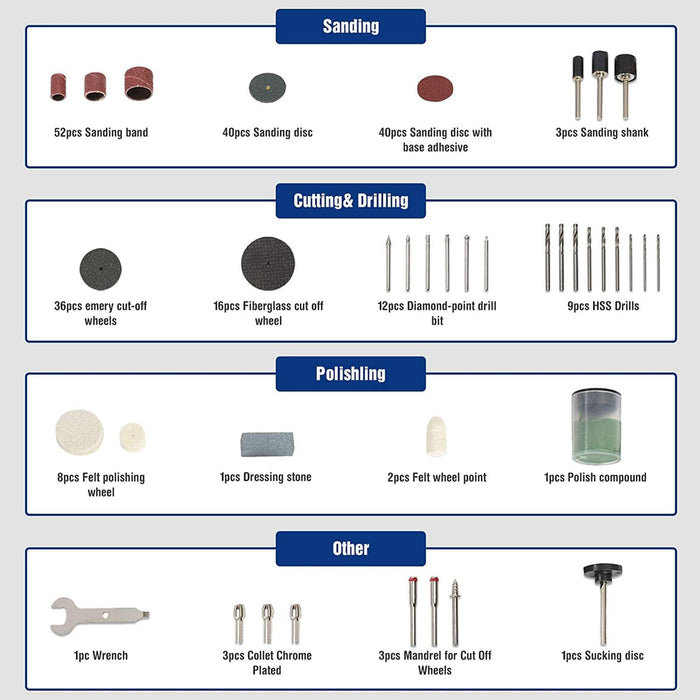 276-Piece Rotary Tool Accessories Kit for Cutting, Carving, and Polishing