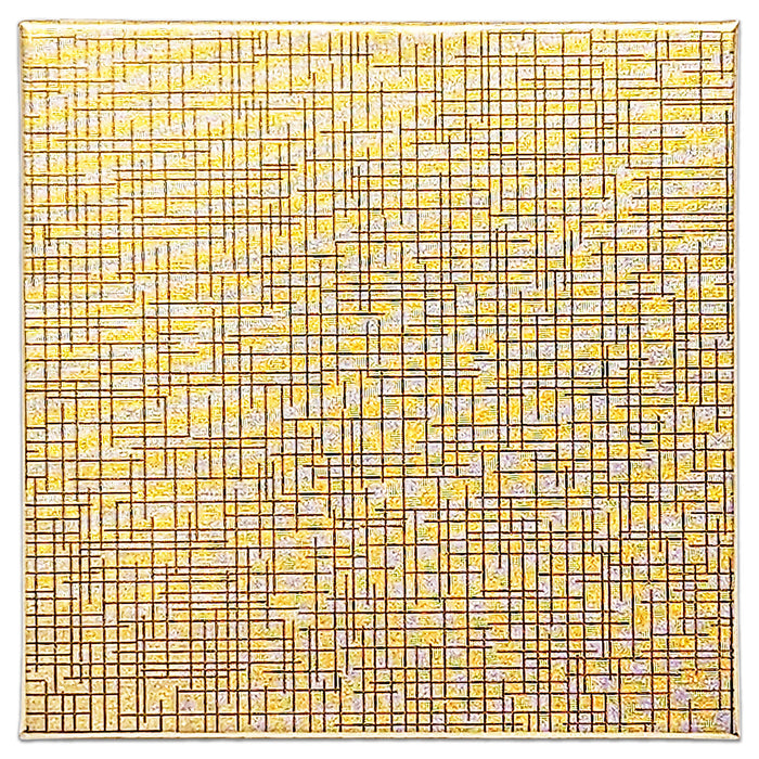3 1/2" x 3 1/2" x 1" Gold Linen Pattern Cotton Filled Paper Box