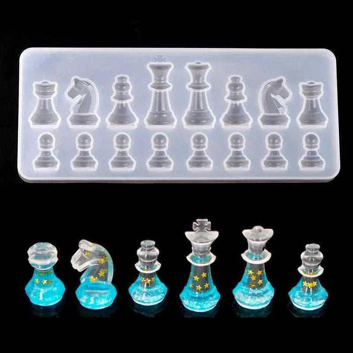 3D chess piece silicone mold for epoxy resin chess set casting