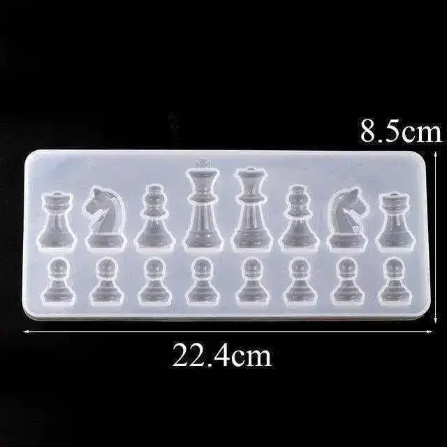 Silicone chess mold with king queen and knight piece cavities