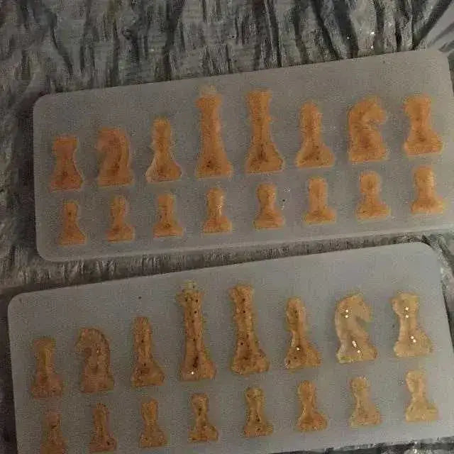 Resin chess set mold for clear casting board game pieces