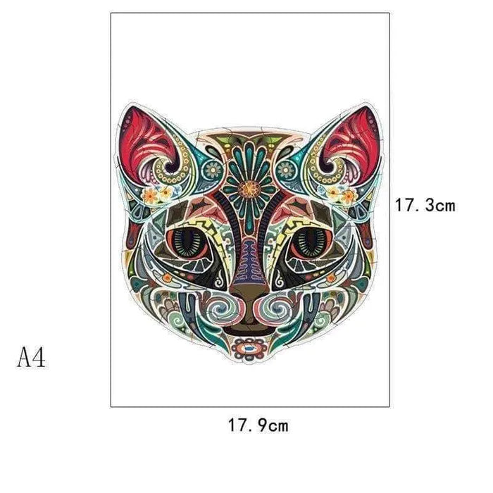 Cat shaped wooden jigsaw puzzle display piece