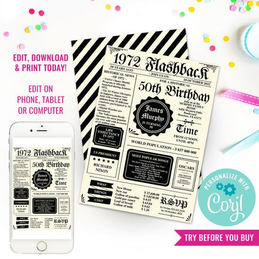 50th Birthday Party Invitation Custom