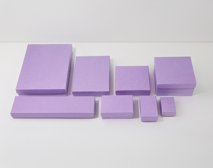8 1/8" x 5 5/8" x 1 3/8" Matte Purple Cotton Filled Paper Box