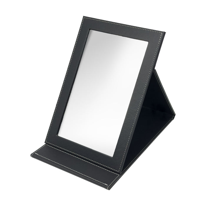 8" x 12" Black PU Leather Folding Collapsible Mirror