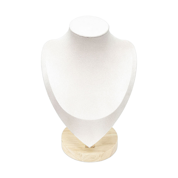 9 1/2" Light Beige Microfiber Wood Base Necklace Bust Display