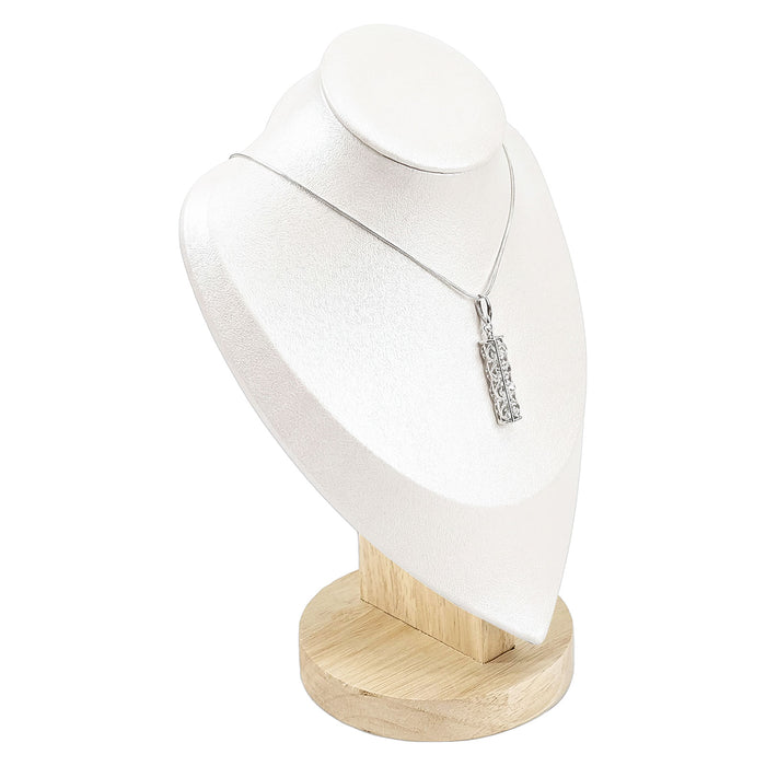 9 1/2" Light Beige Microfiber Wood Base Necklace Bust Display