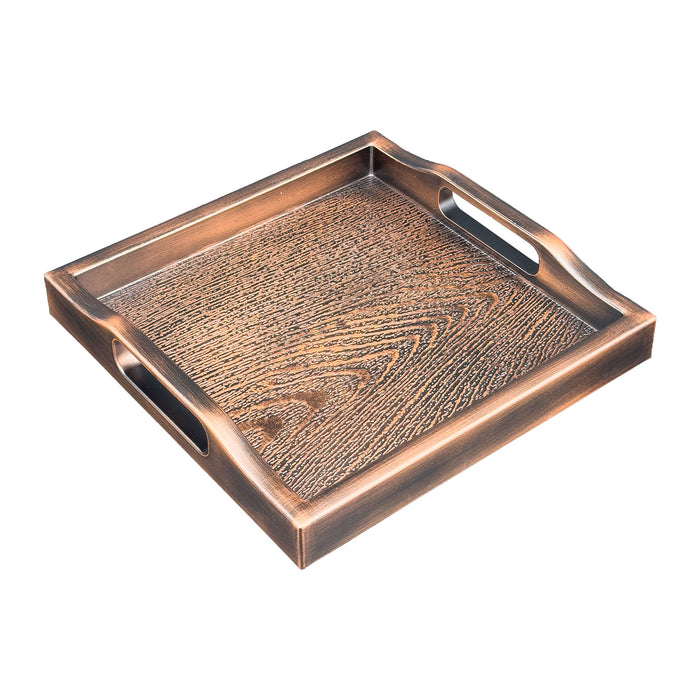 9 3/8" x 9 3/8" Wood Grain Texture Plastic Tray with Handles