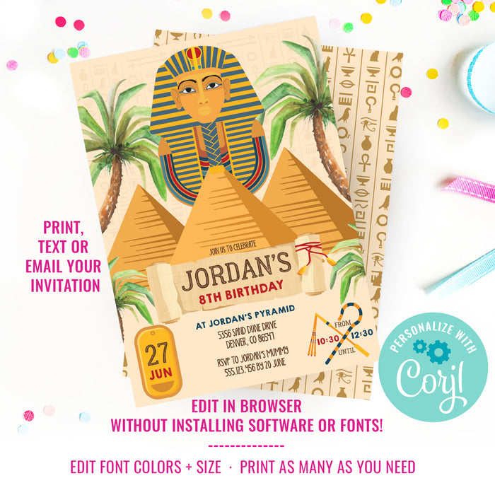 Ancient Egypt Birthday Party Invitation