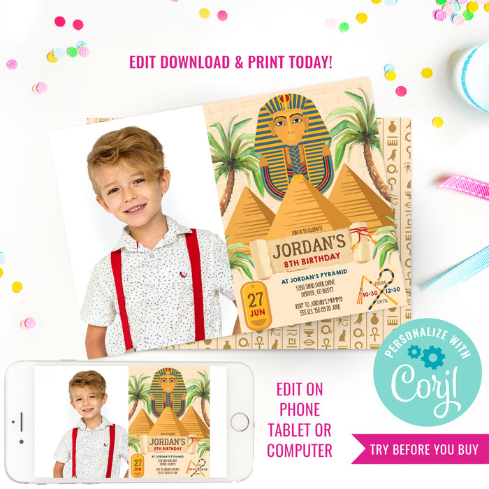 Ancient Egypt Party Photo Invitation