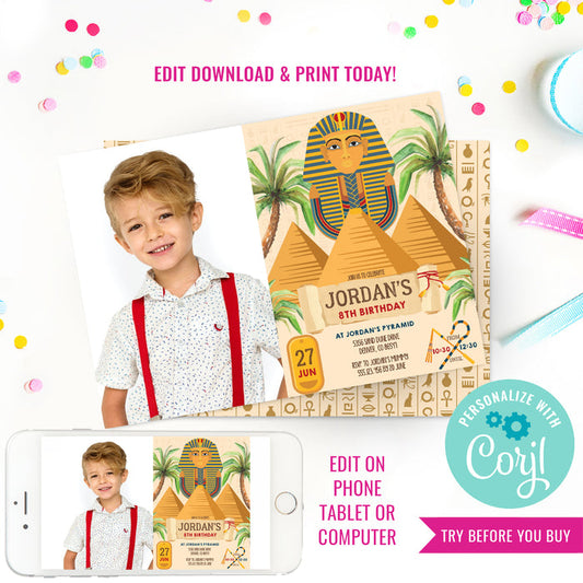 Ancient Egypt Party Photo Invitation