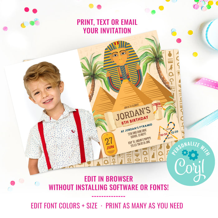 Tutankhamen Birthday Party Invitation