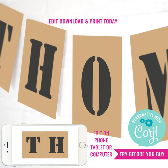Army Birthday Party Birthday Banner | Camo Army Party Name Banner