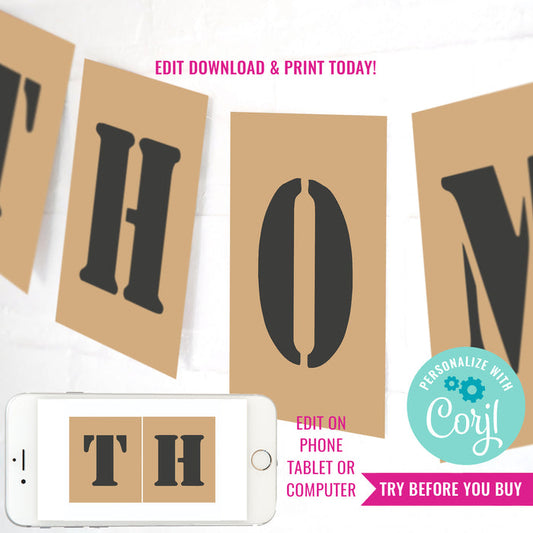 Army Birthday Party Birthday Banner | Camo Army Party Name Banner