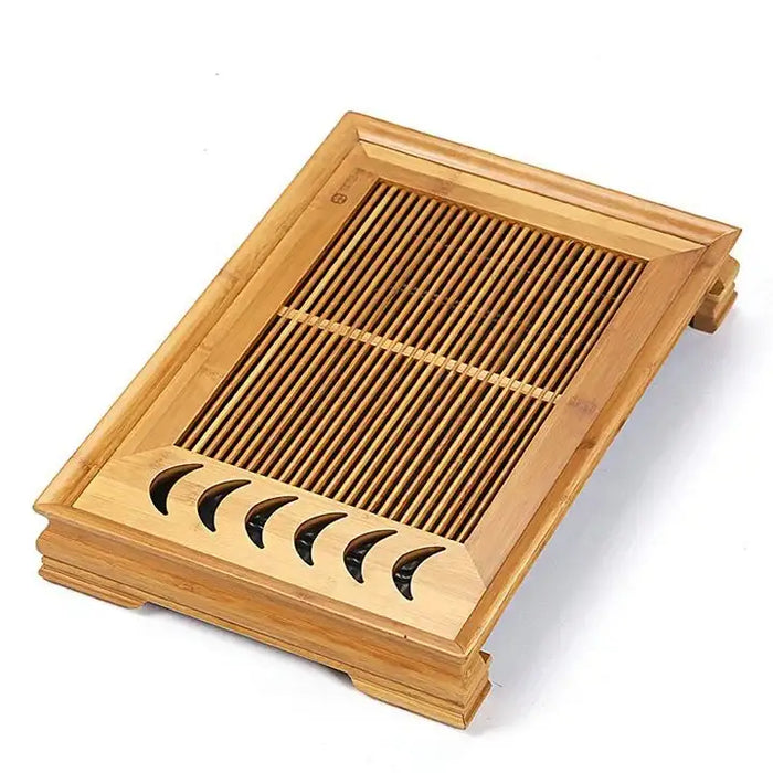 Bamboo Tea Tray / Board / Saucer with Water Tank Two Colors Yellow / Dark - King Tea Mall