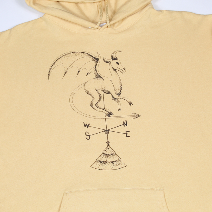 Batsto Jersey Devil hoodie close up in yellow from Cryptid Records