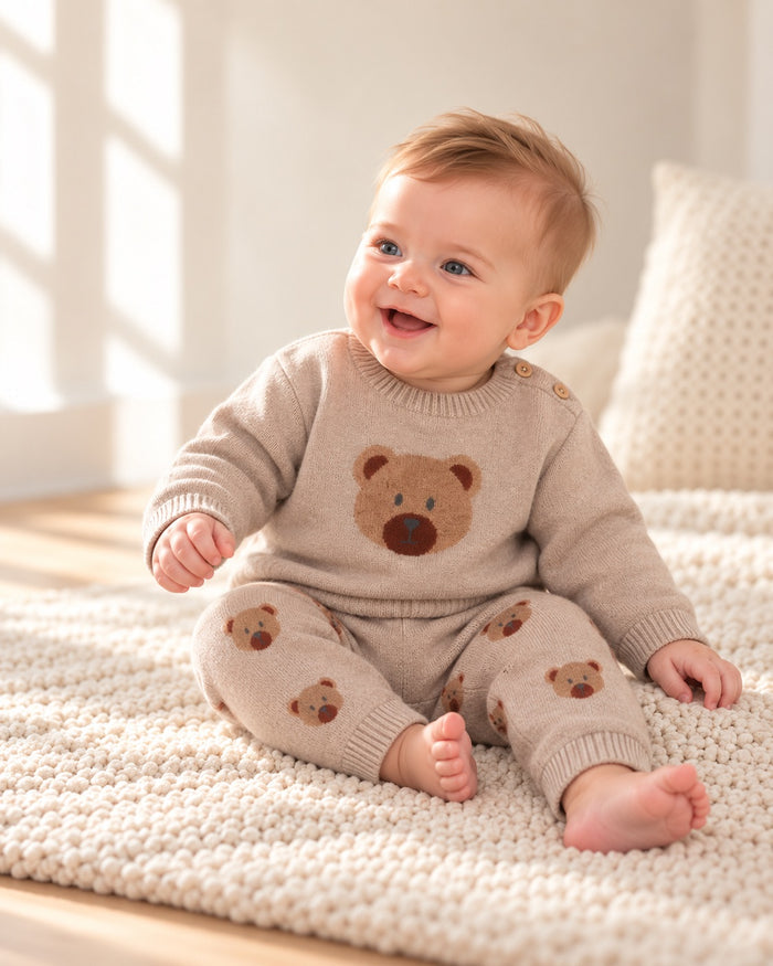 Bear Knit Baby Pullover & Pant Set (Organic Cotton)