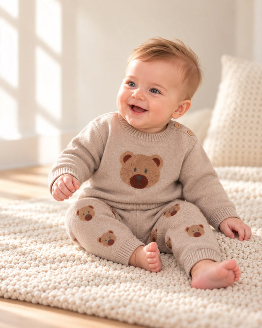 Bear Knit Baby Pullover & Pant Set (Organic Cotton)